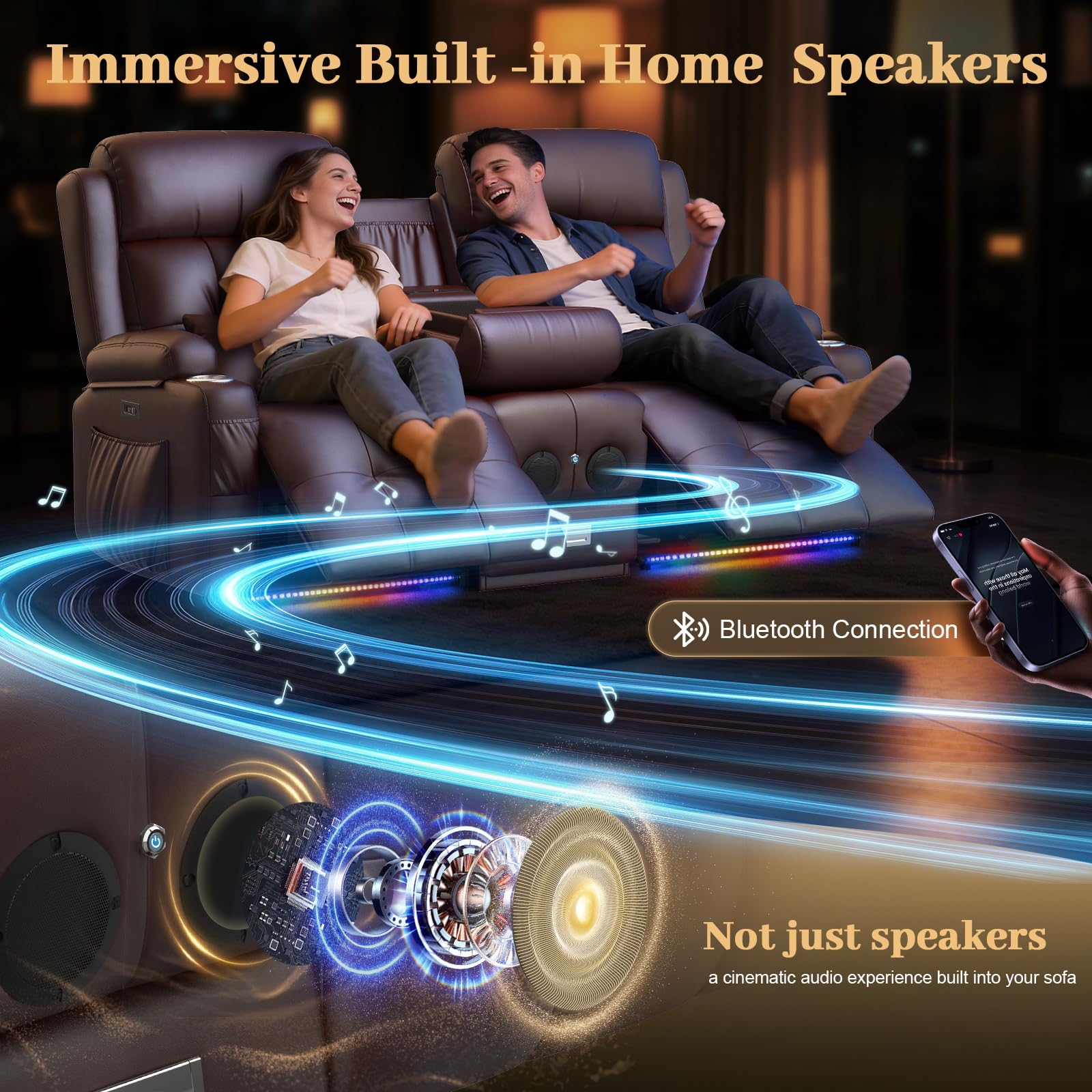 Power Reclining Loveseat with Console & Home Theater Seating