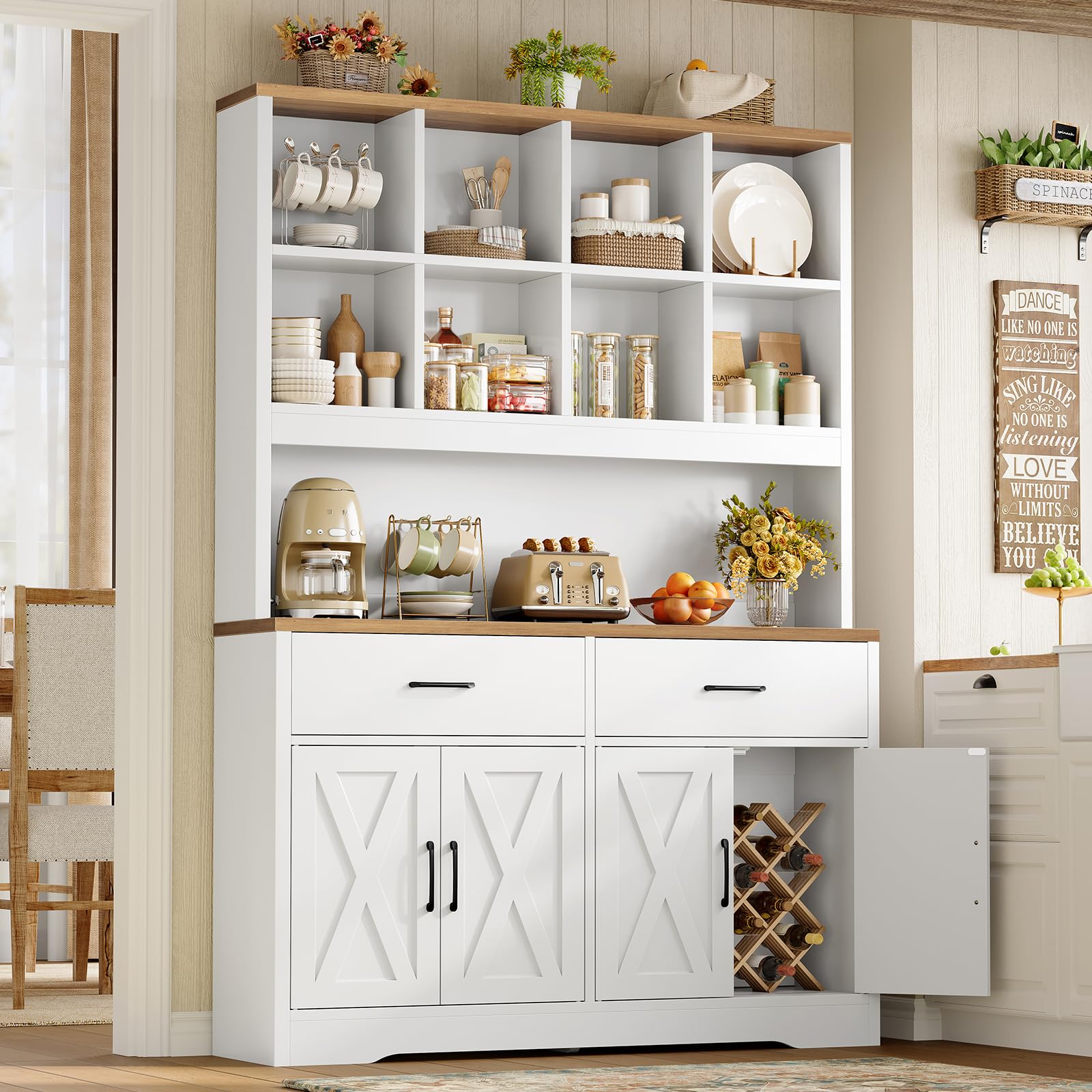 69" Bookshelf with Drawers, Cabinet & Open Shelves