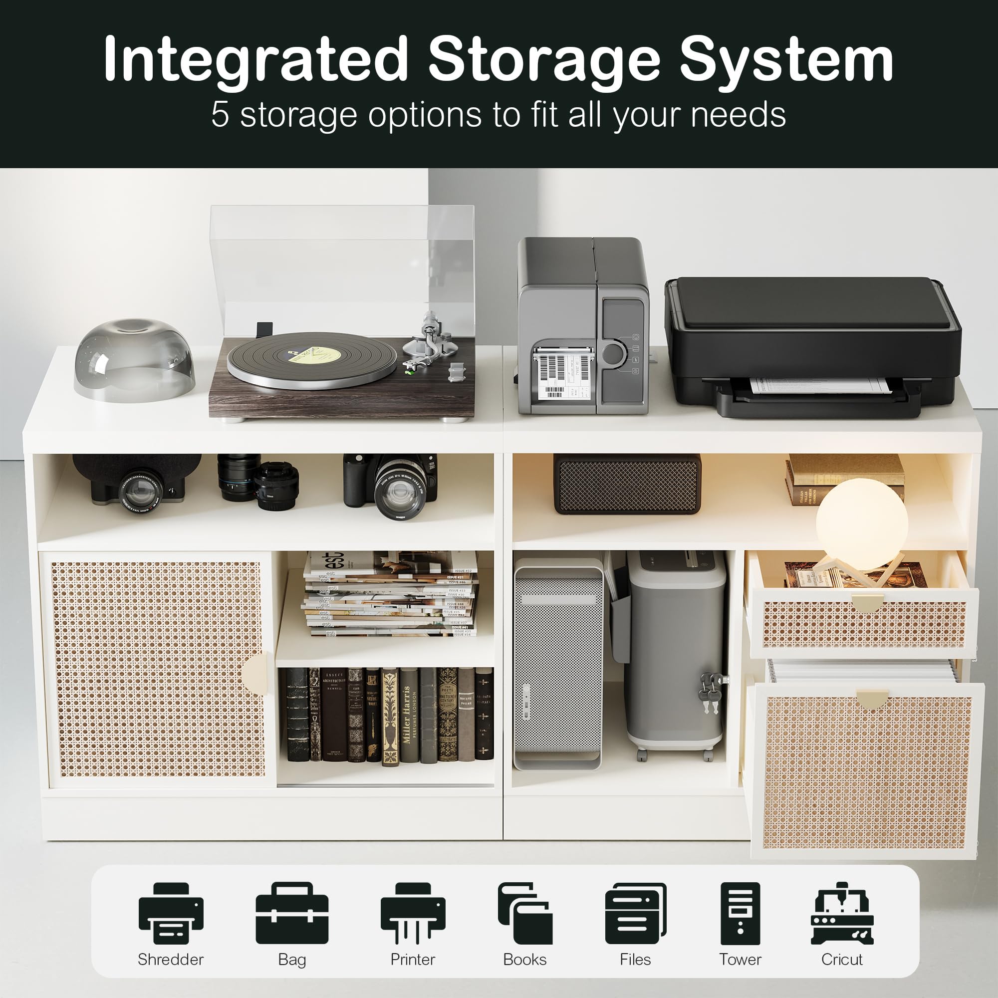 2-Drawer Lateral File Cabinet with Sliding Door