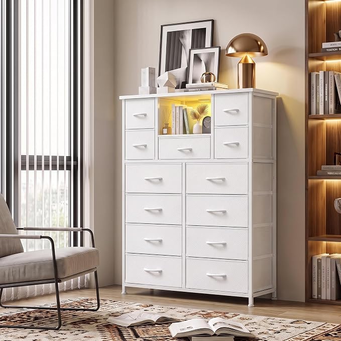 13-Drawer Dresser with LED & Charging Station