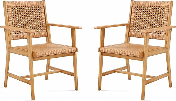 Outdoor Dining Set – Acacia Wood & Rattan Table and Chairs