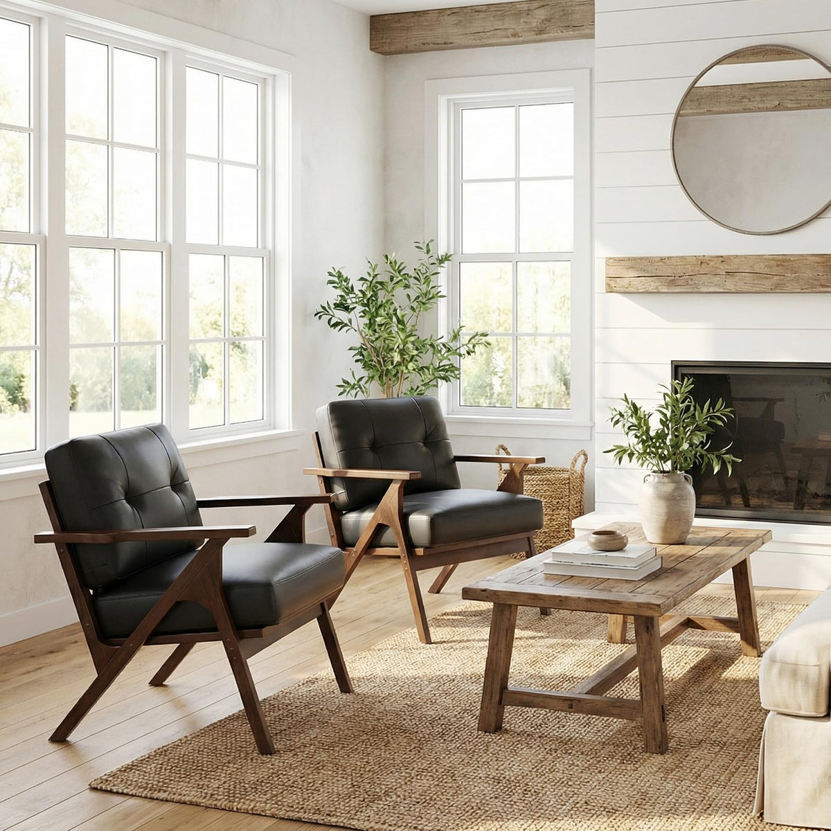 Black Faux Leather Accent Chair