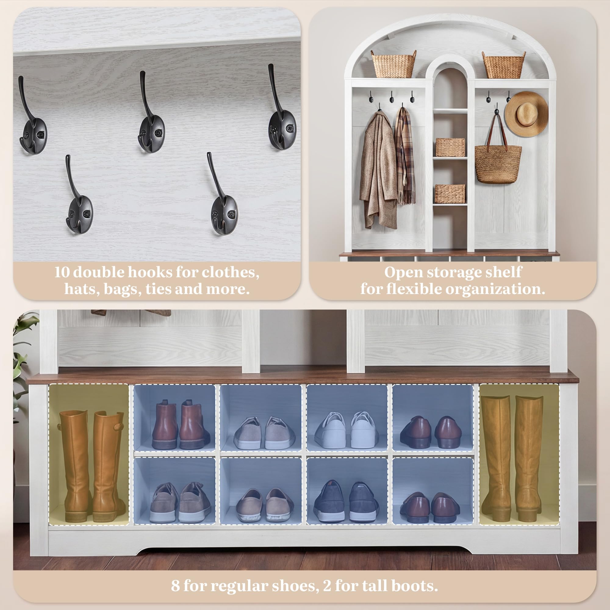 Arched Hall Tree with Shoe Storage & Bench