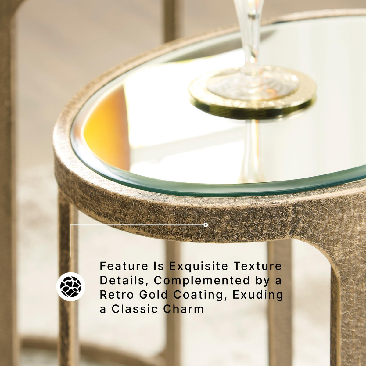 Oval Mirrored Nesting Table Set