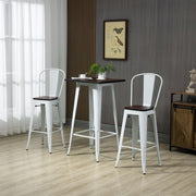 3-Piece Bar Height Dining Table Set with Footrests