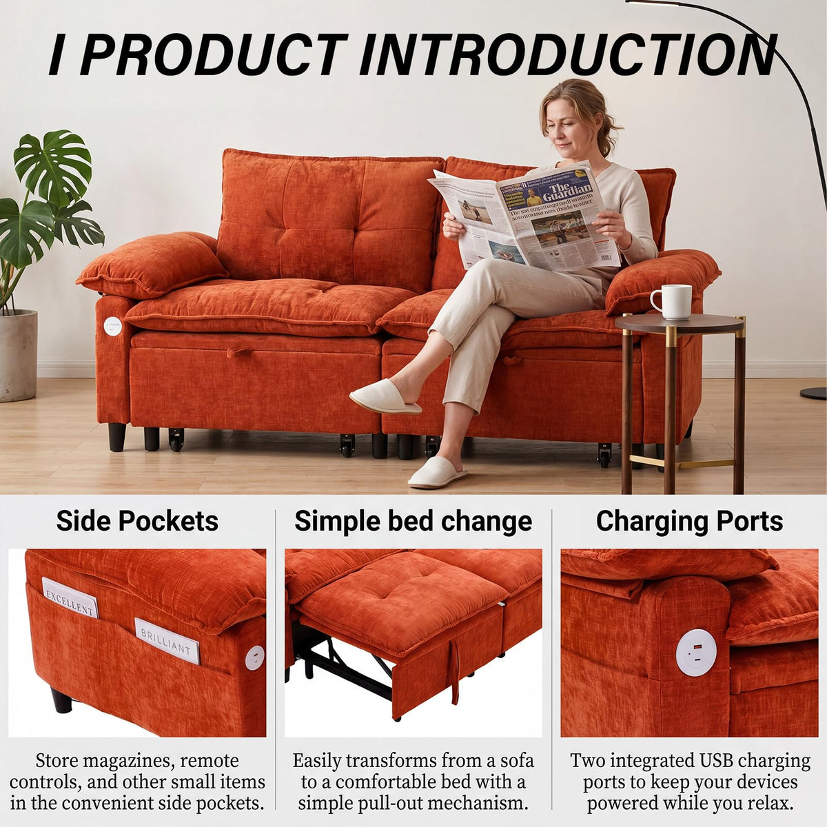 Chenille Loveseat Sleeper Sofa