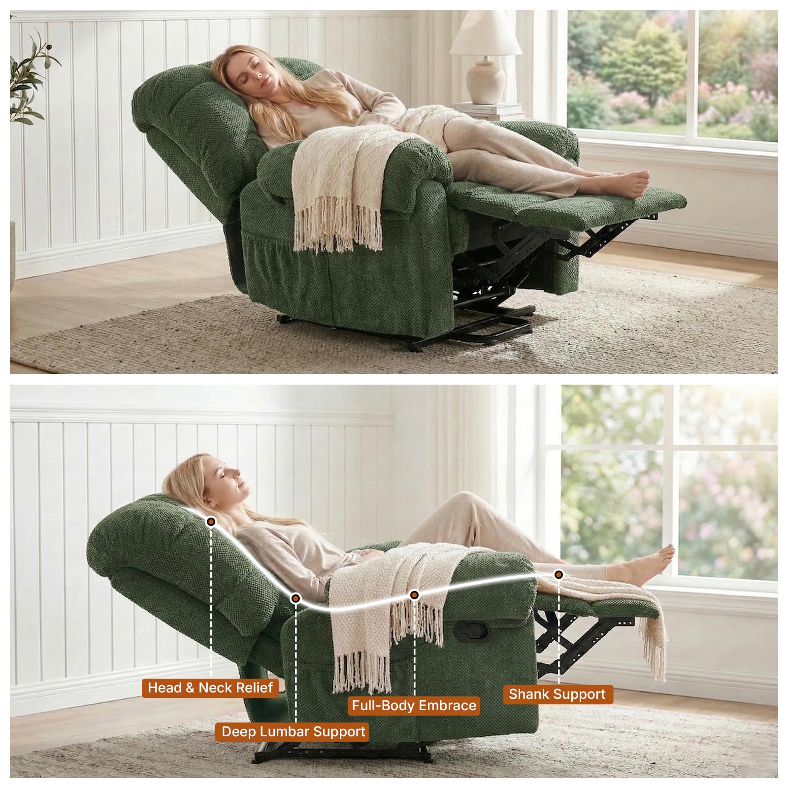 Overstuffed Manual Recliner Chair