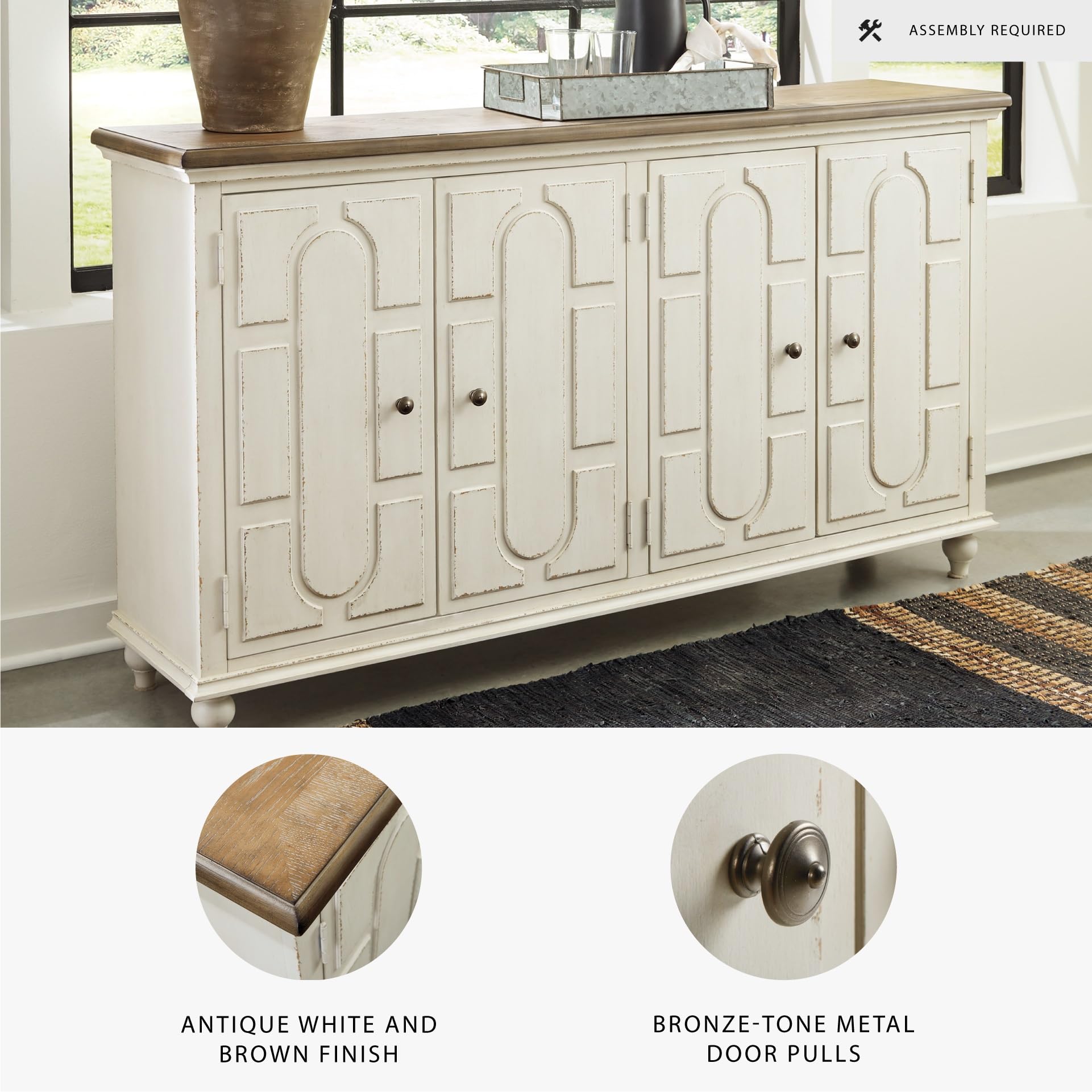 4-Door Accent Cabinet with Adjustable Shelves
