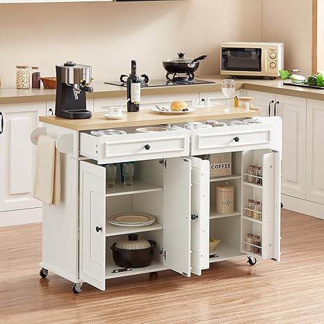 Mobile Kitchen Island with Power Outlet