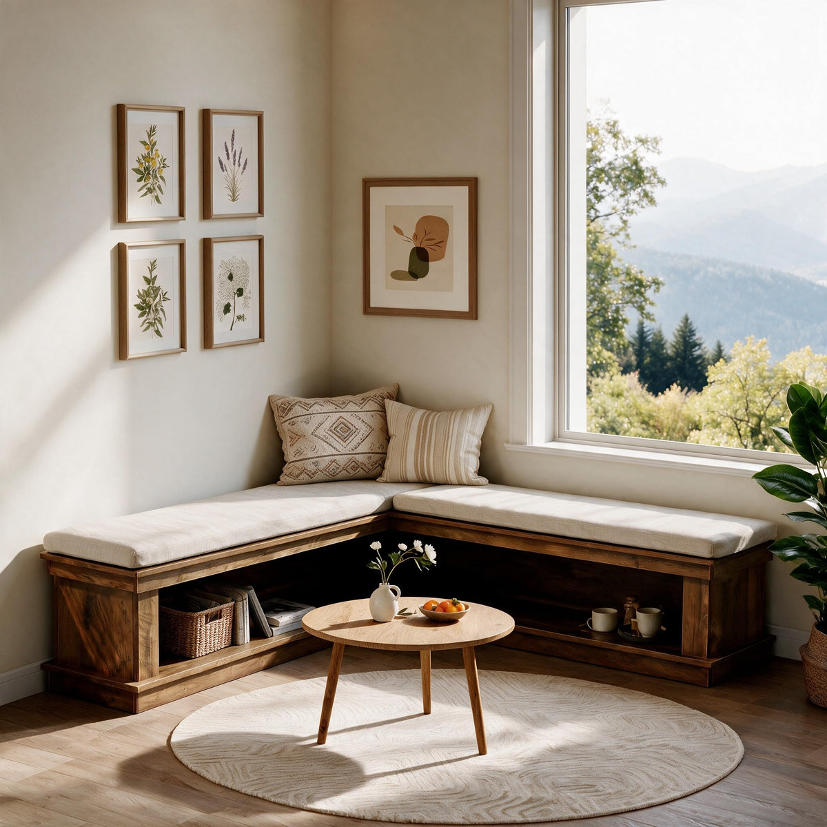 Tribesigns 55" L-Shaped Corner Storage Bench with Cushion