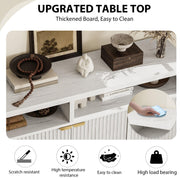 GarveeLife 65 Inch Fluted Sideboard Buffet Cabinet with Storage, Modern Wood Sideboard Cabinet with 4 Doors, Buffets & Sideboards for Kitchen,Dining Room,Living Room,Hallway,White