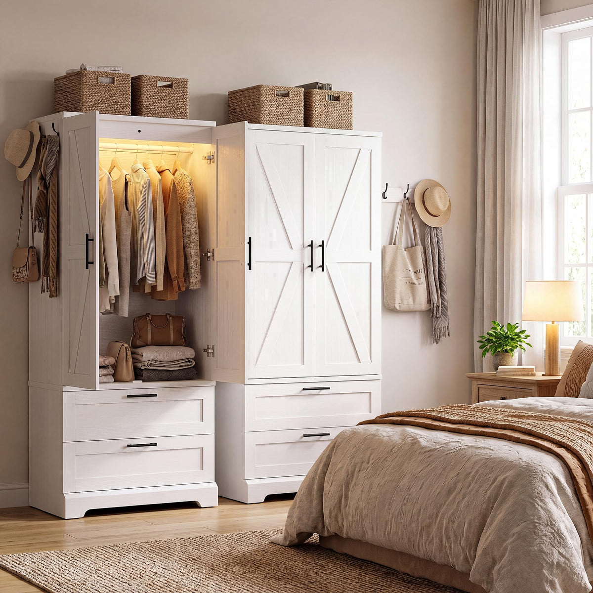 White Wardrobe with Sensor Light