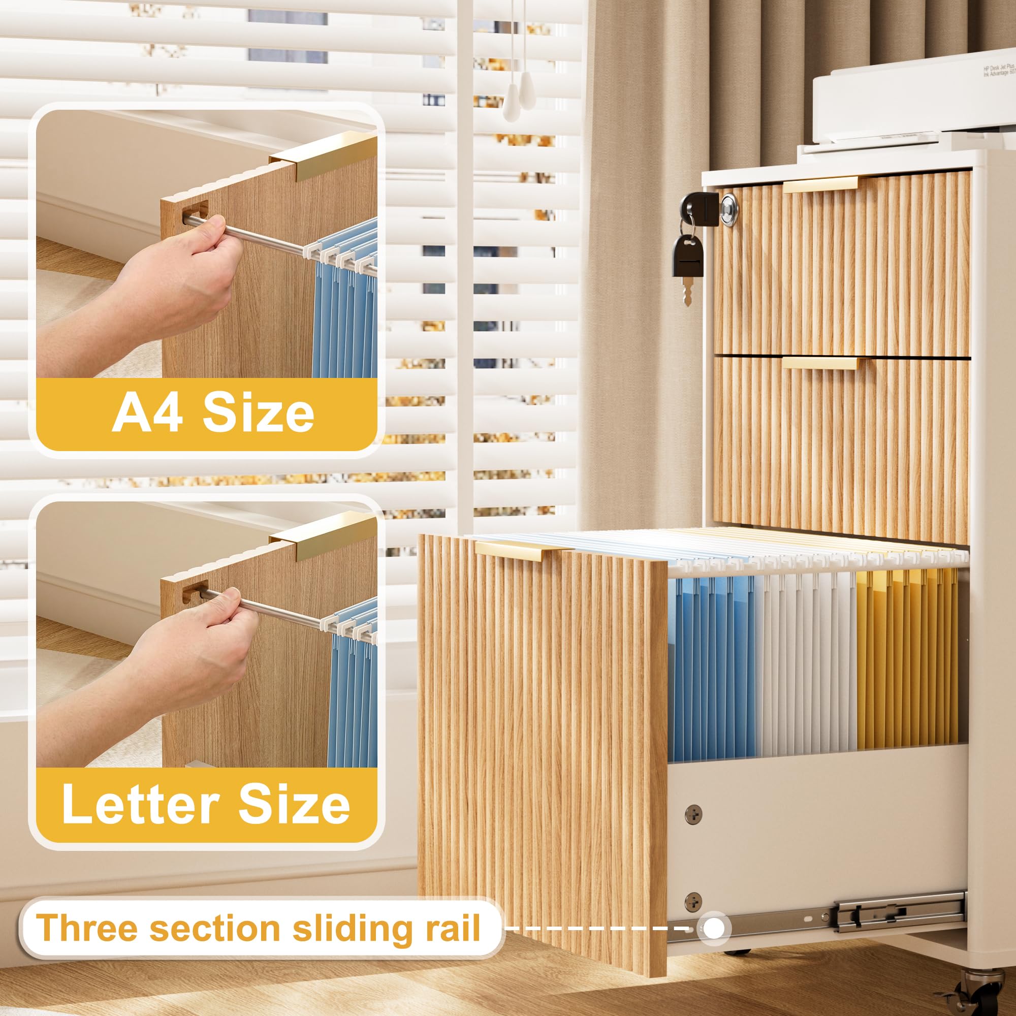 3-Drawer Locking Mobile File Cabinet