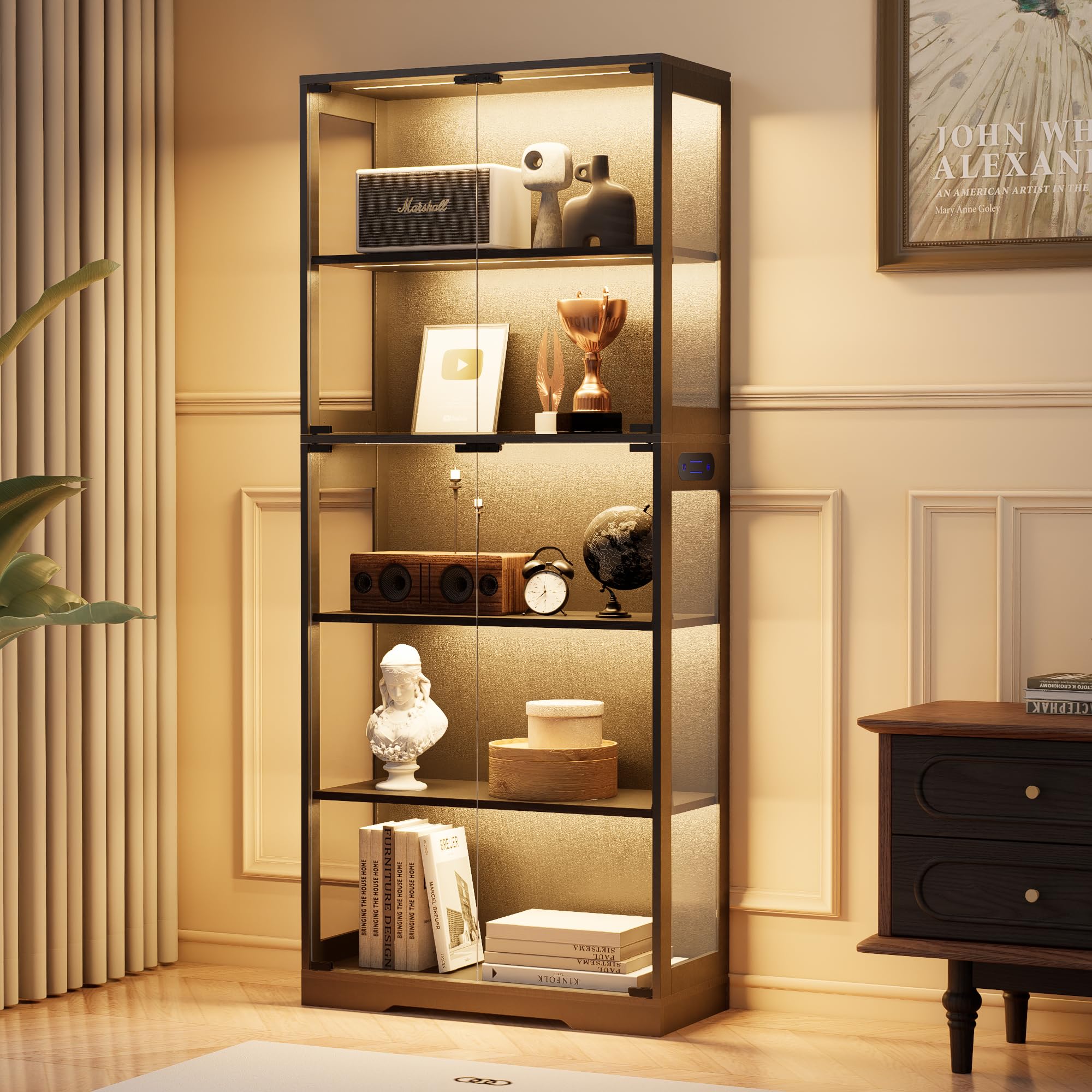 65" Glass Display Cabinet with LED Lighting & Motion Sensor
