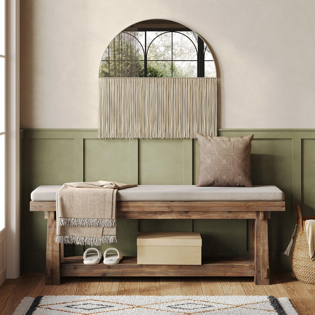 Solid Wood Shoe Storage Bench