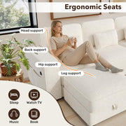 102" L Shaped Modular Sectional Sofa, Oversized 3-Seater Convertible Cloud Couch, Modern Chenille Sectional Couches for Living Room, Cream White 1 PCS