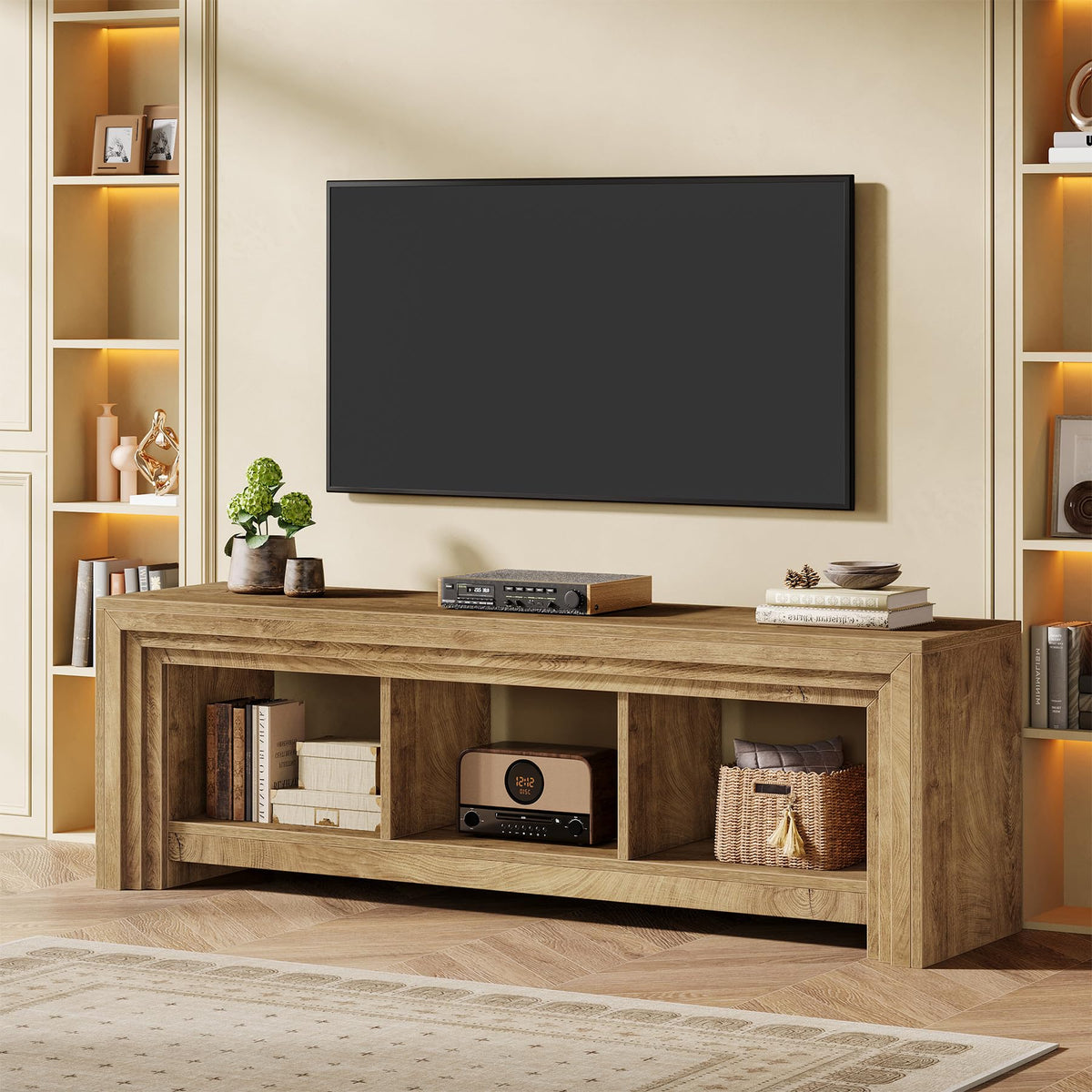 Tribesigns 63" TV Stand for TVs Up to 75 Inches, Wood Entertainment Center