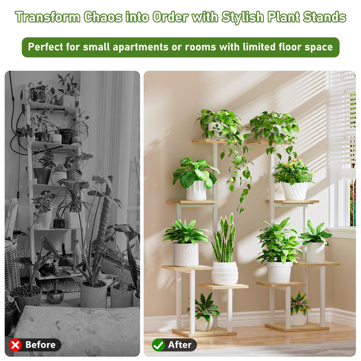 5-Tier Plant Stands with Grow Lights, Set of 2