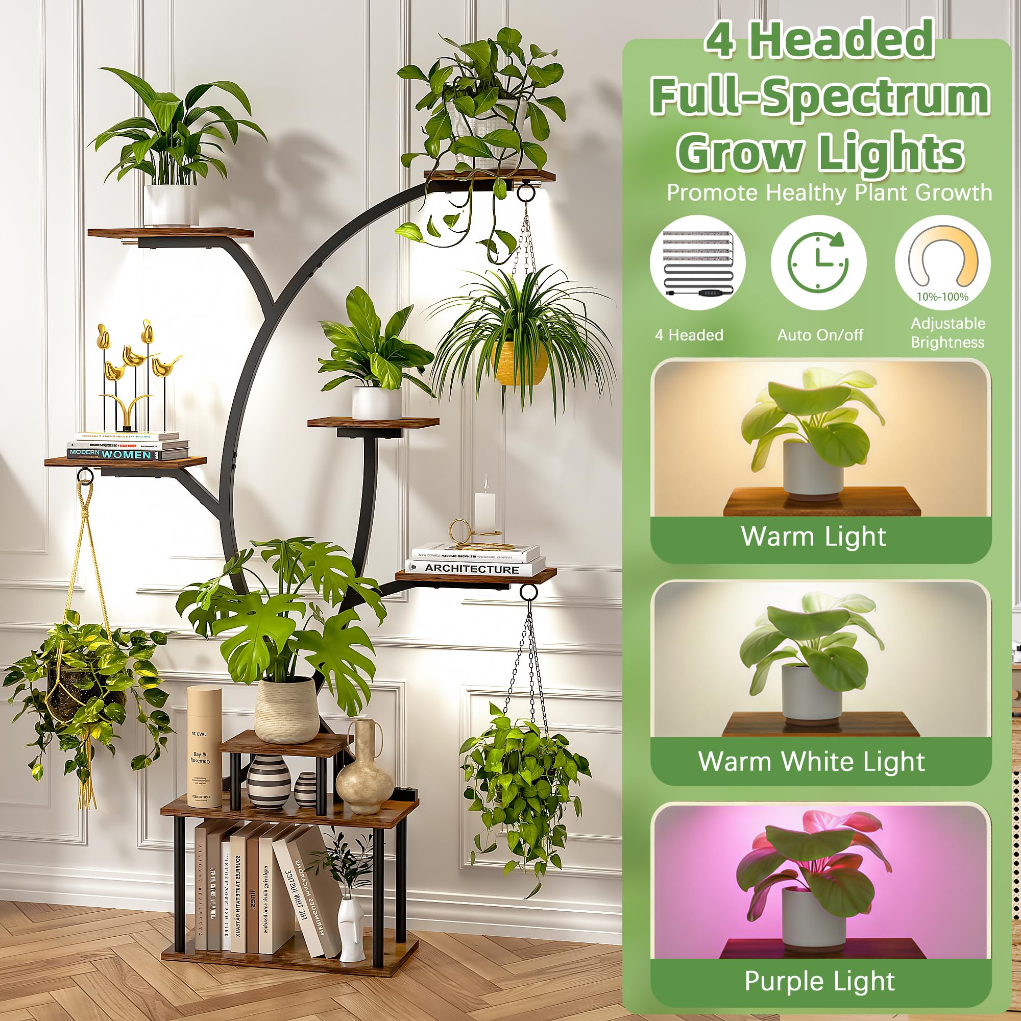 8-Tier Vertical Plant Stand with Grow Lights