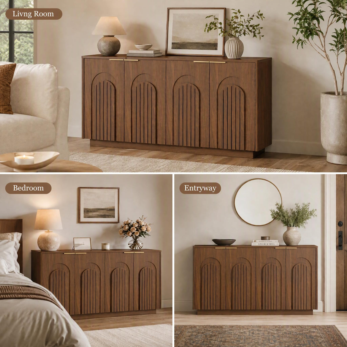 Fluted Arched Sideboard Cabinet