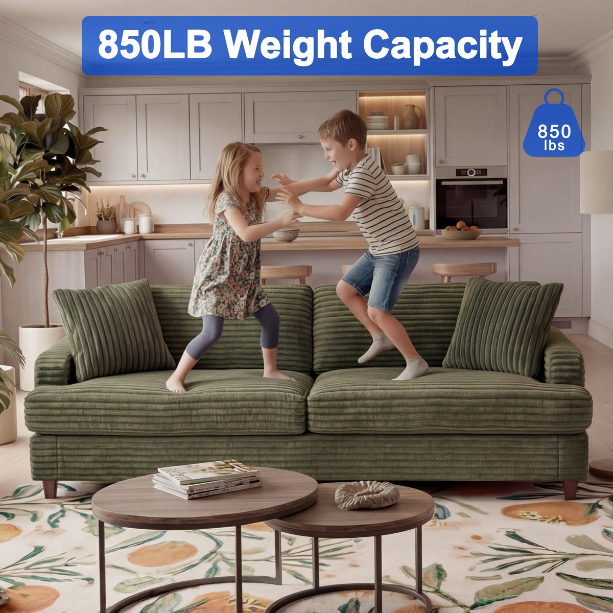 Corduroy Three-Seater Sofa