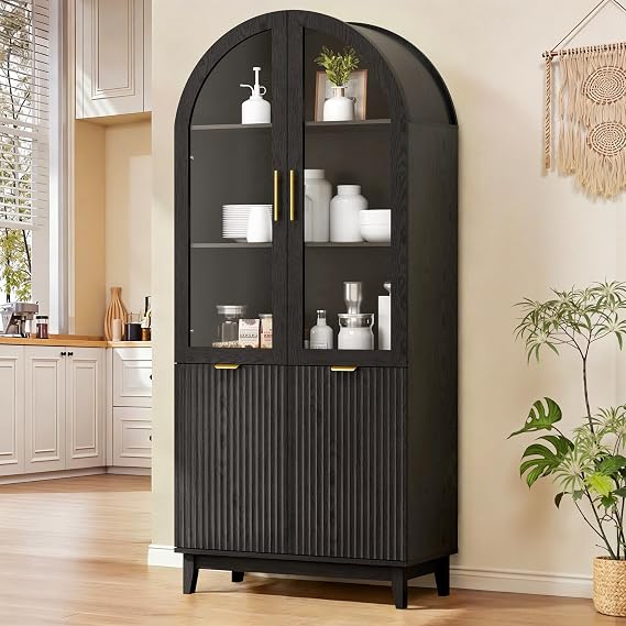 Arched Glass Door Cabinet