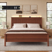 Queen Wood LED Platform Bed