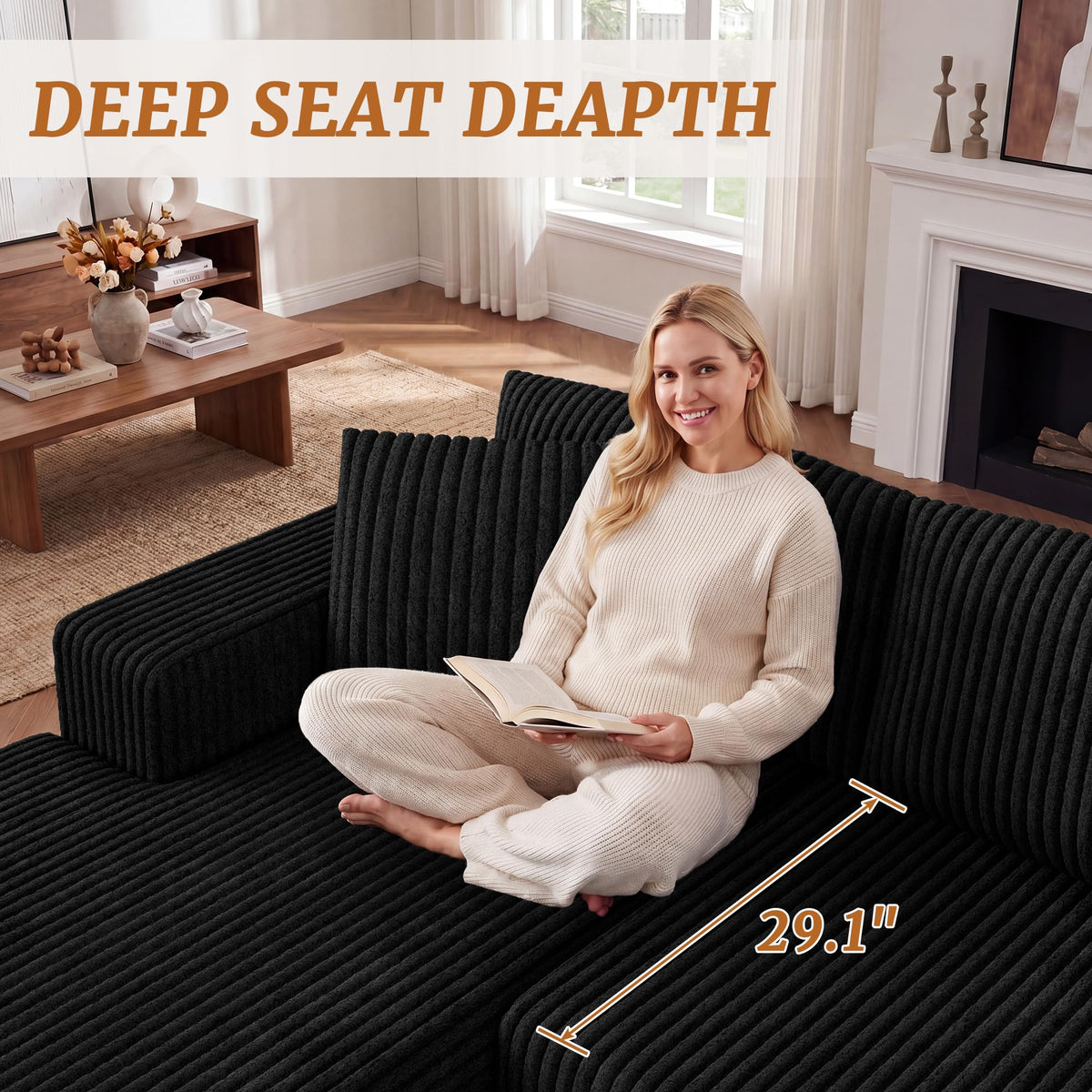 Corduroy L-Shaped Modular Sectional Sofa
