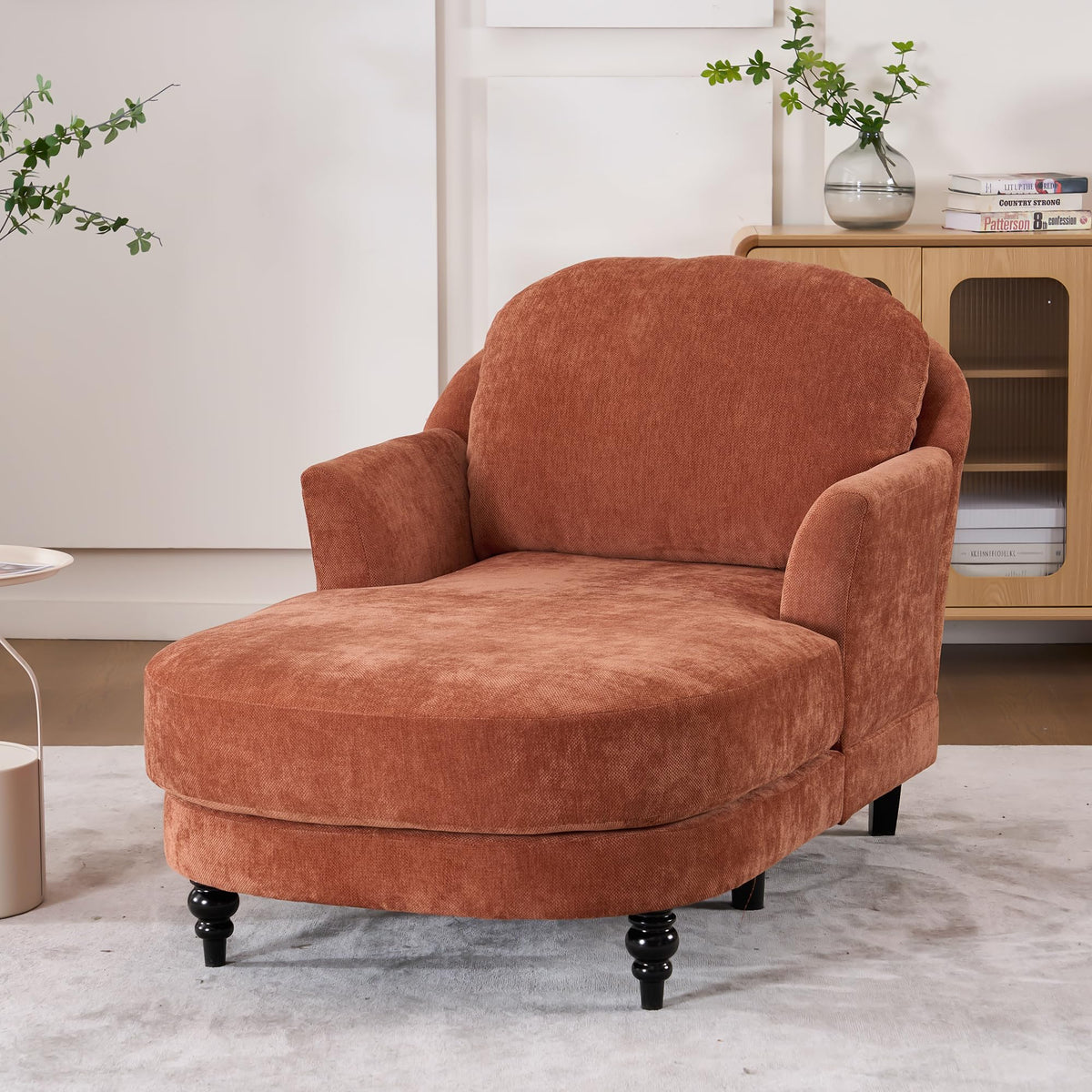 Orange Chenille Chaise Lounge