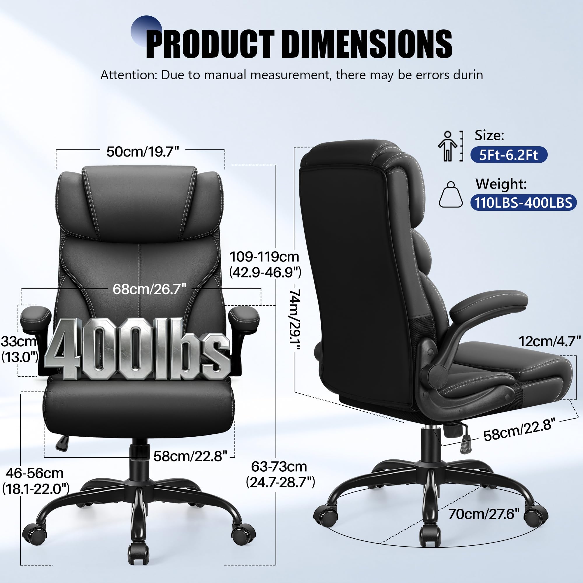 High-Back Ergonomic Office Chair with Flip-Up Armrests