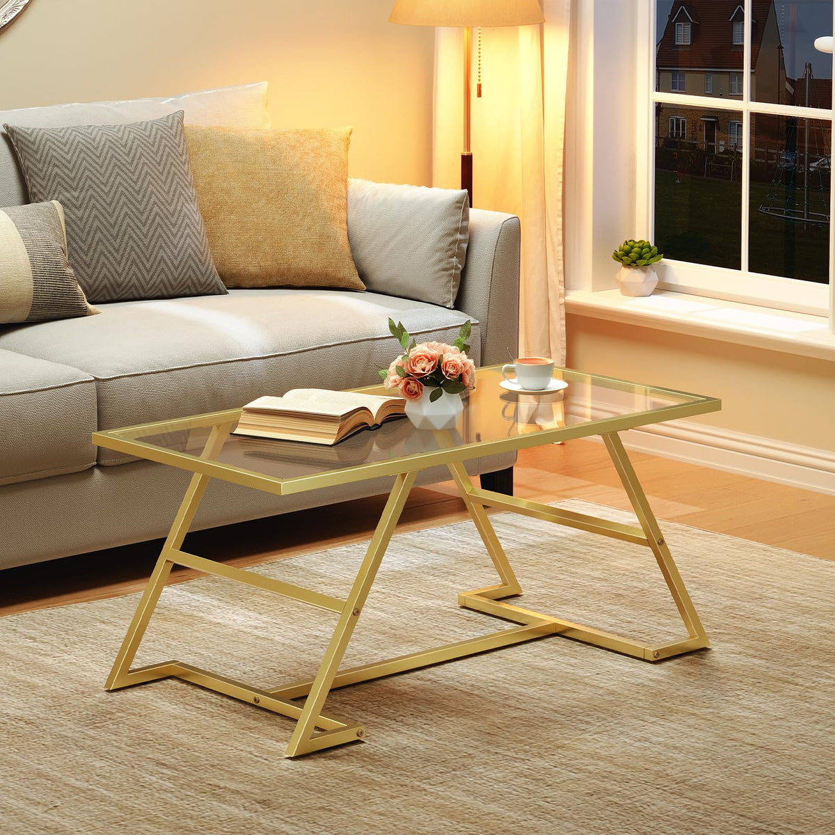 Gold Glass Coffee Table