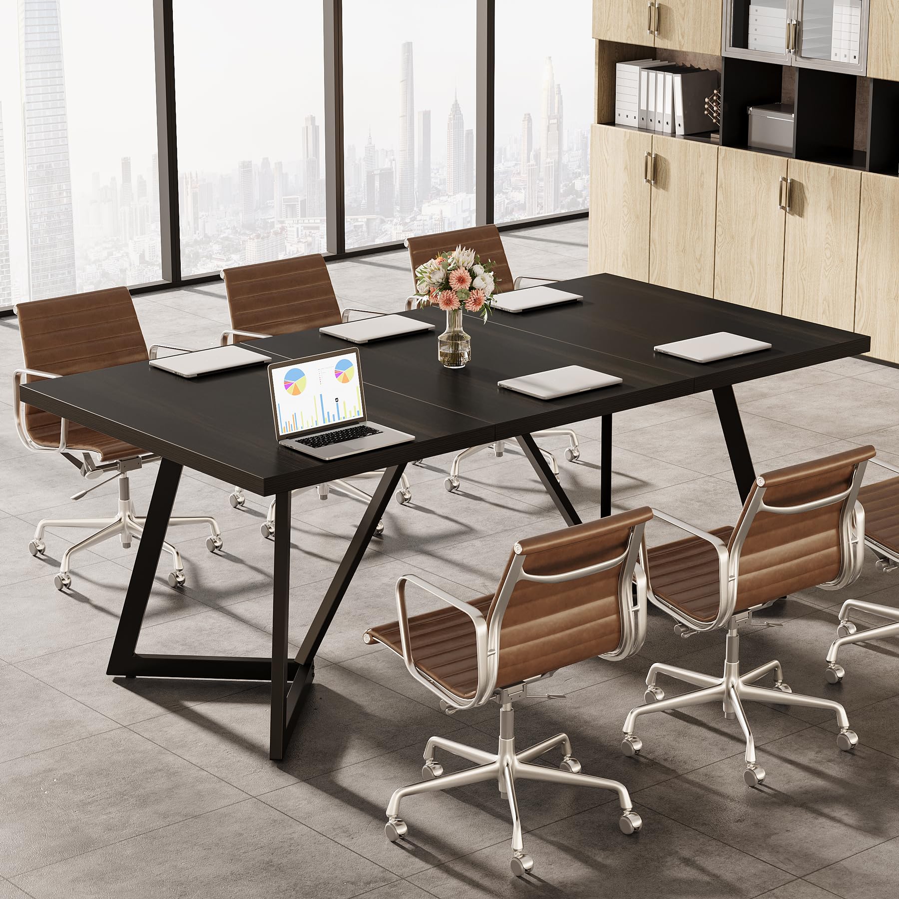 70.86" Rectangular Conference Table with Metal Frame