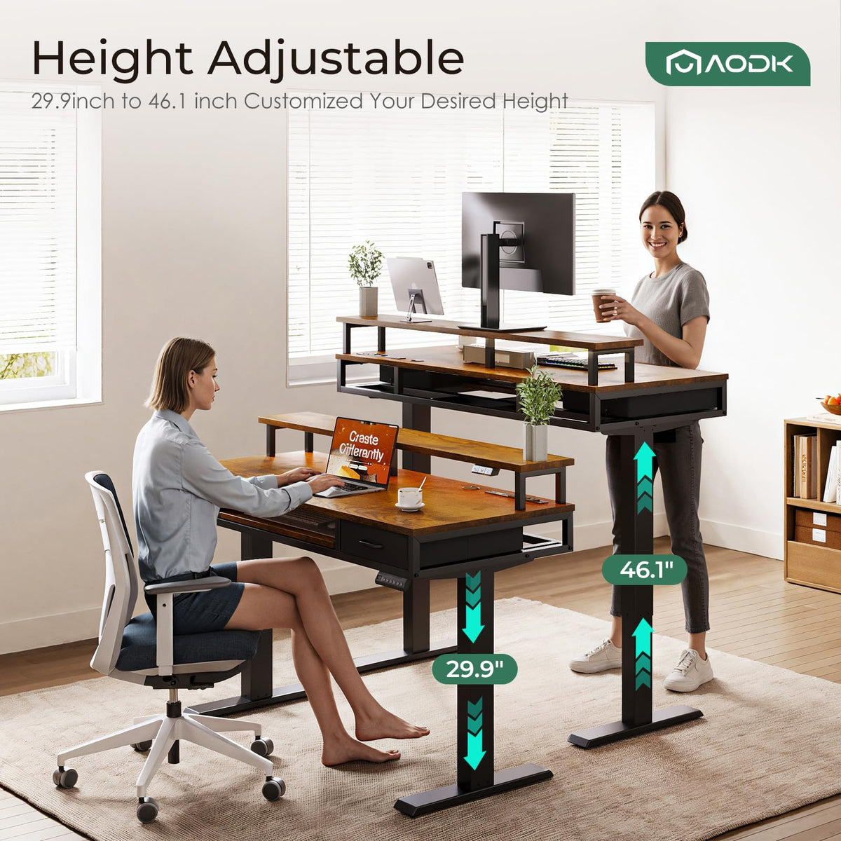 Electric Standing Desk with Drawers