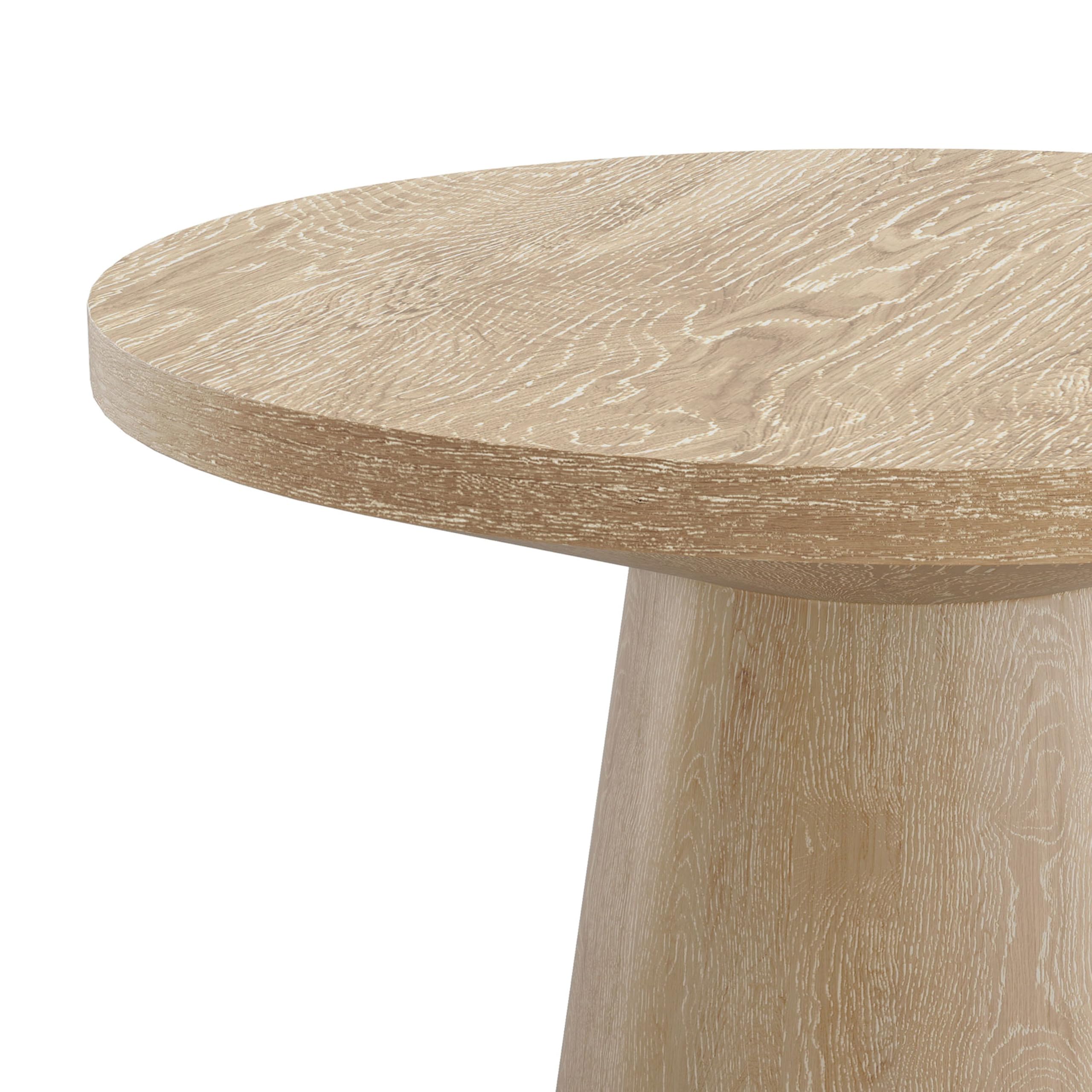 Furniture of America Crambel Modern Solid Rubberwood 20-inch Round End Table with Cone-Shaped Pedestal Base, Living Room Furniture for Small Space, Home Office, Oak Finish