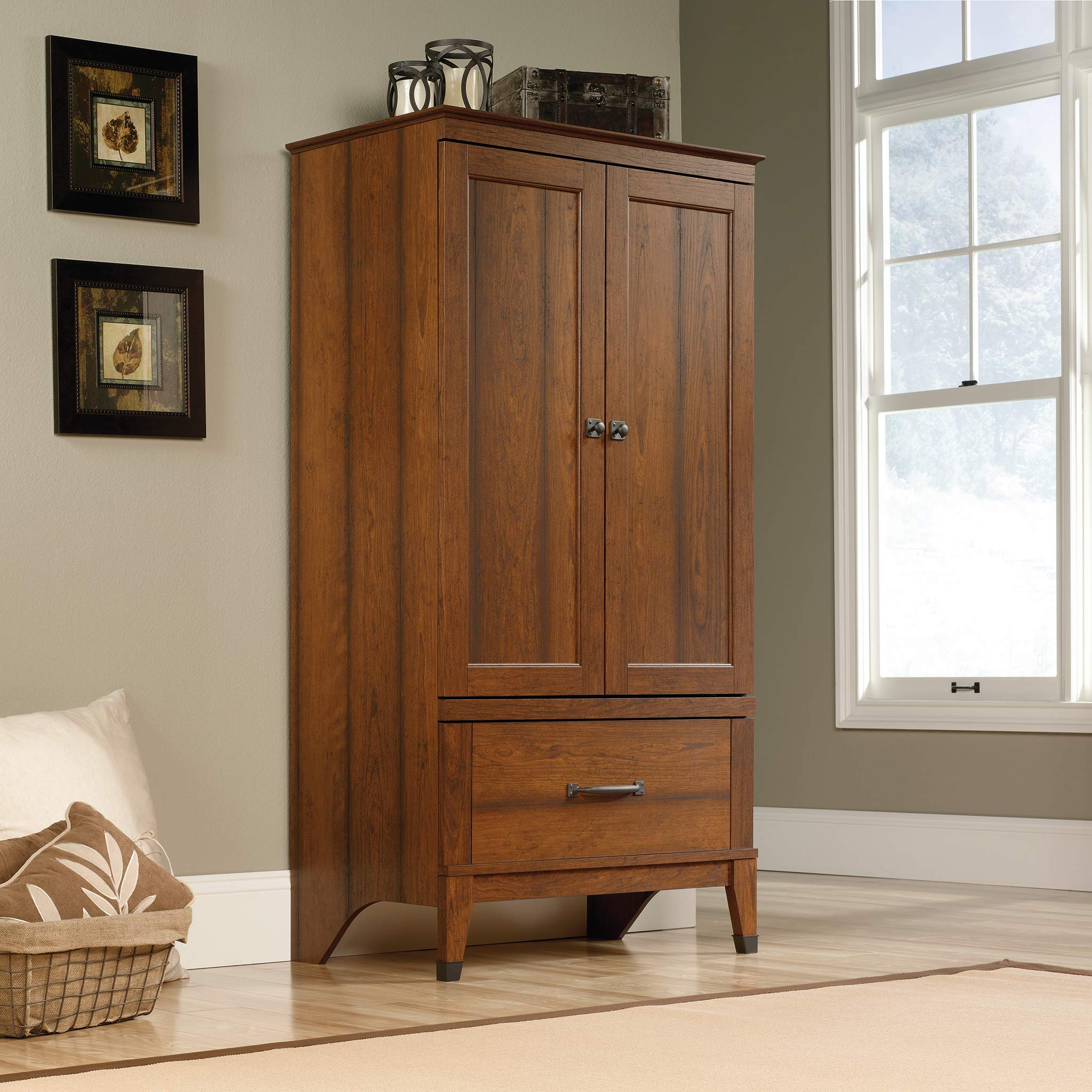 Wardrobe Armoire with Garment Rod & Drawer