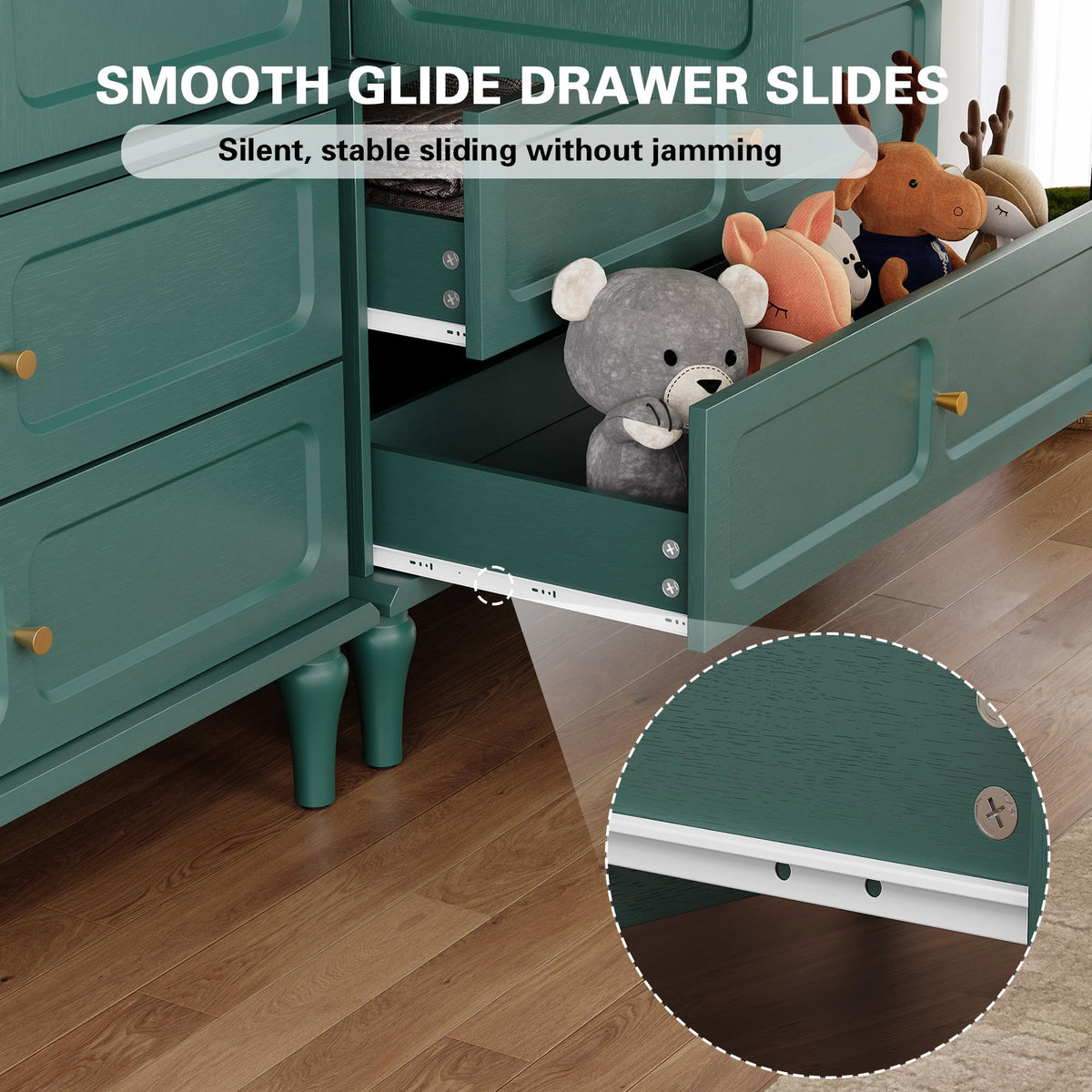 Green Wardrobe with Drawers