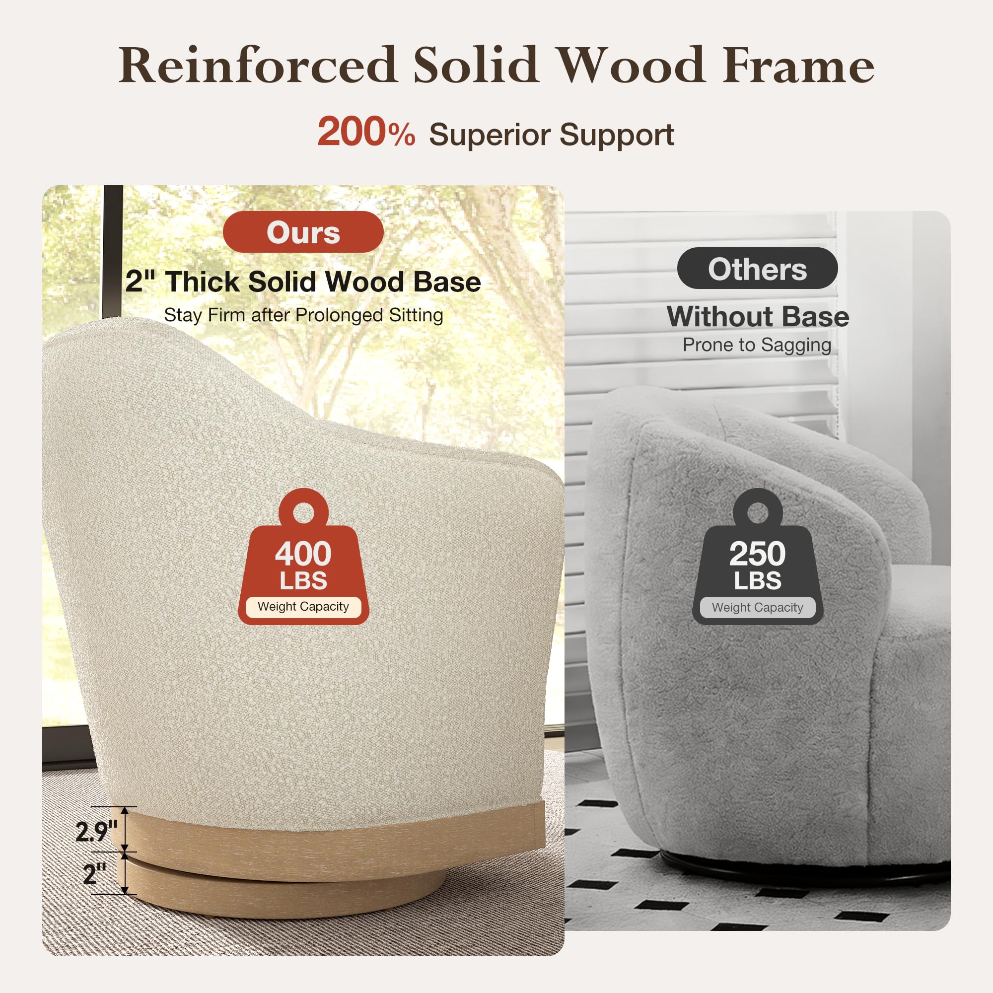Swivel Barrel Accent Chair – High-Back Armchair with 360° Swivel