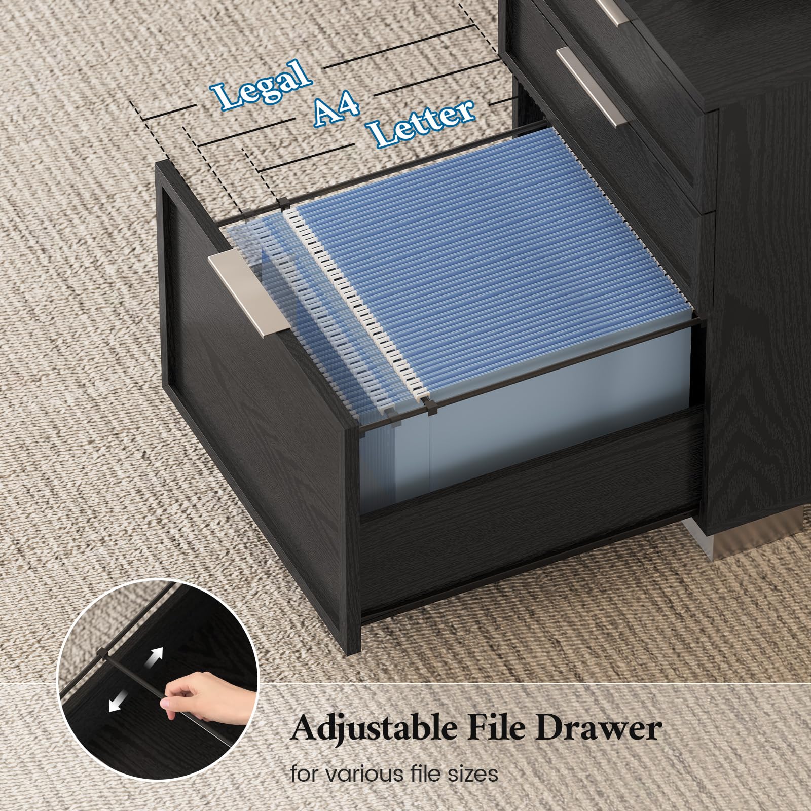 80.6" Executive Desk with Power Outlet & Storage