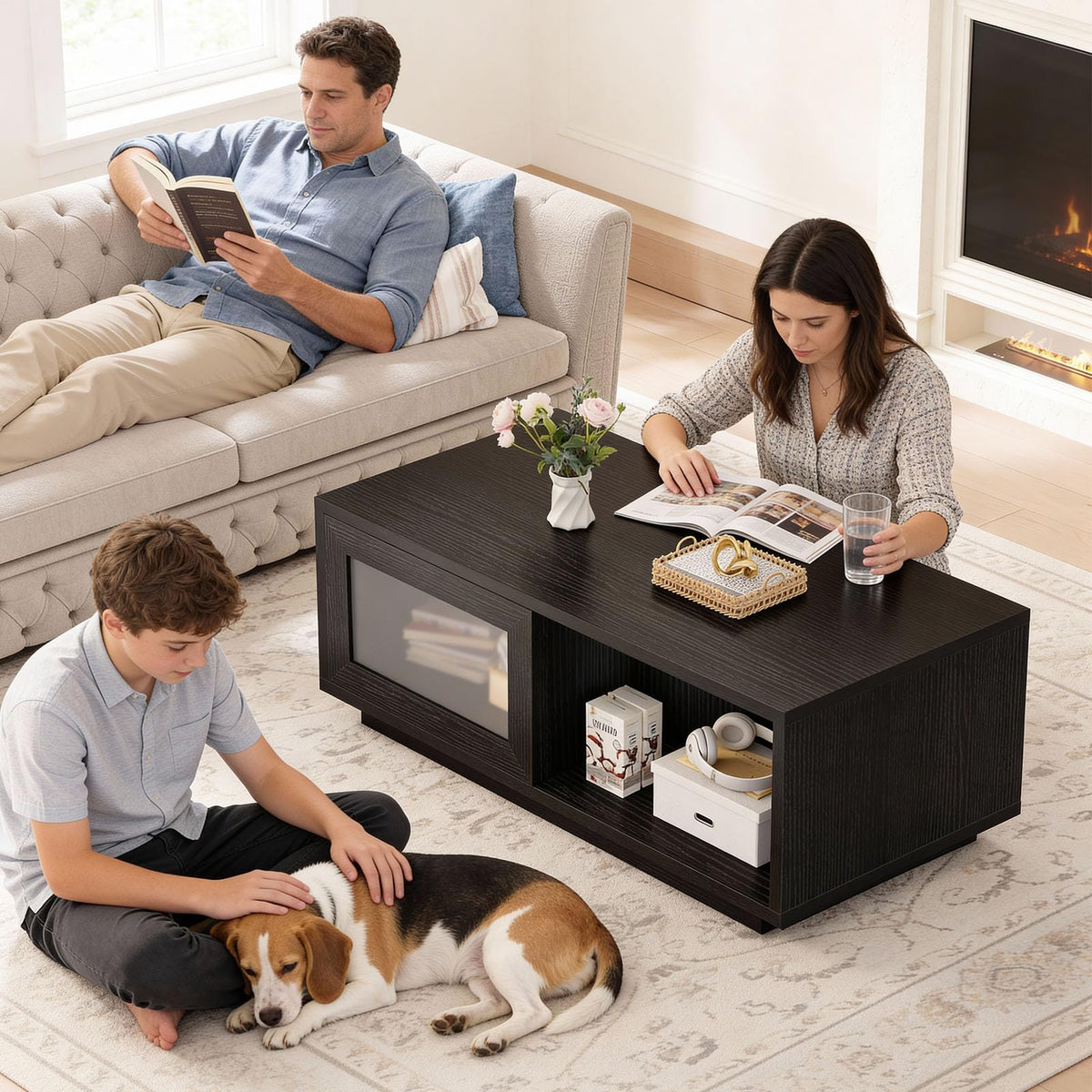Sliding Door Storage Coffee Table