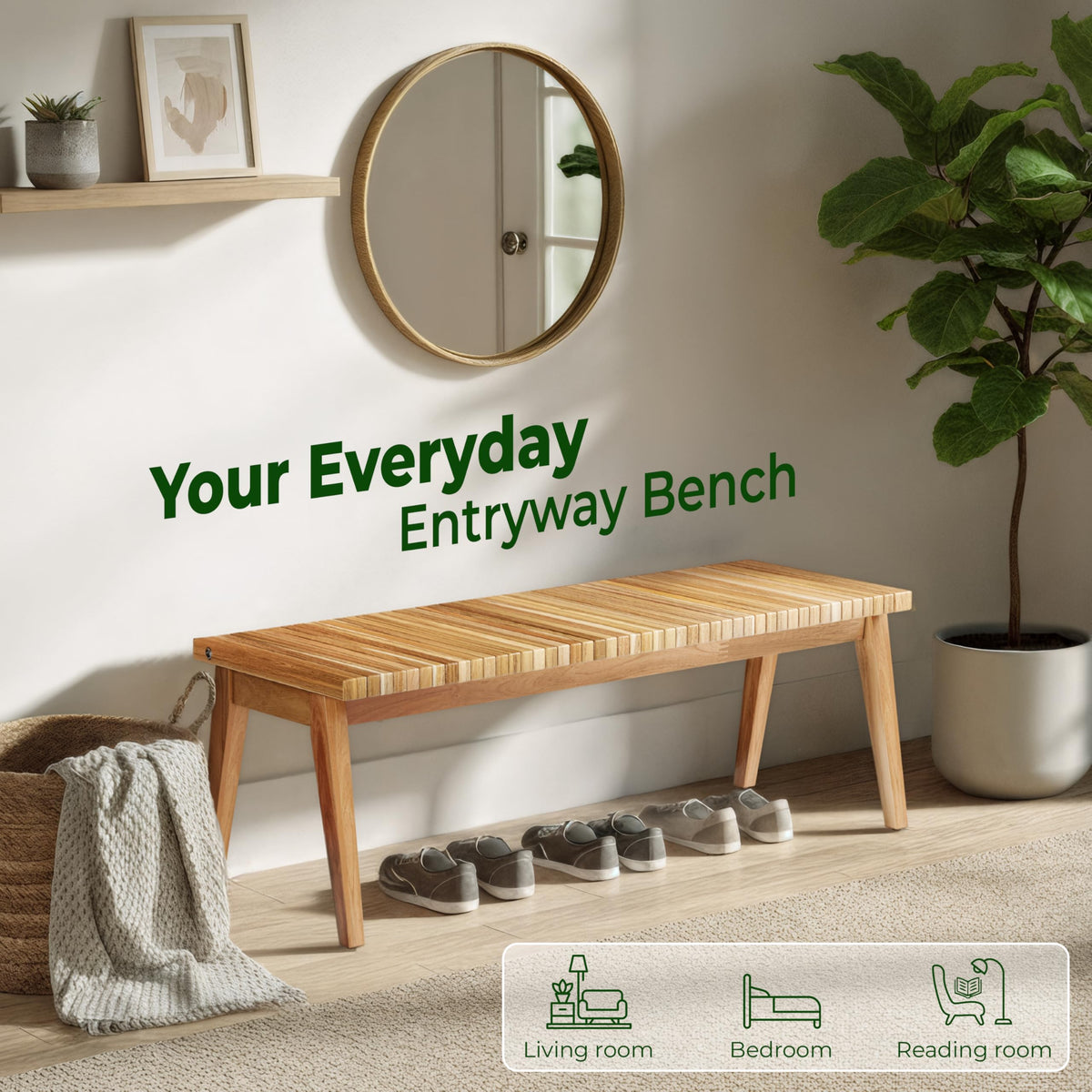 3-in-1 Acacia Wood Bench