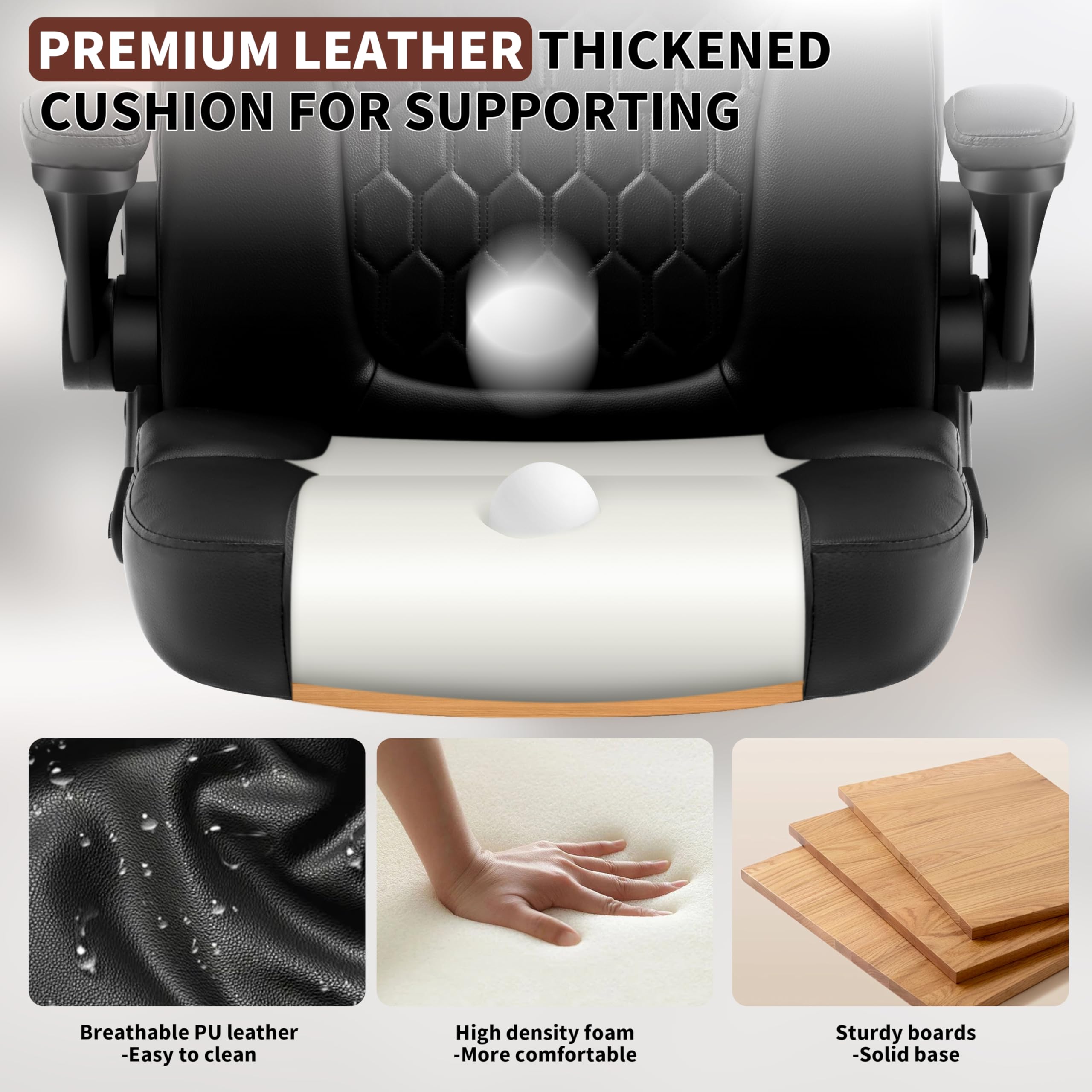 Ergonomic PU Leather Office Chair with Lumbar Support