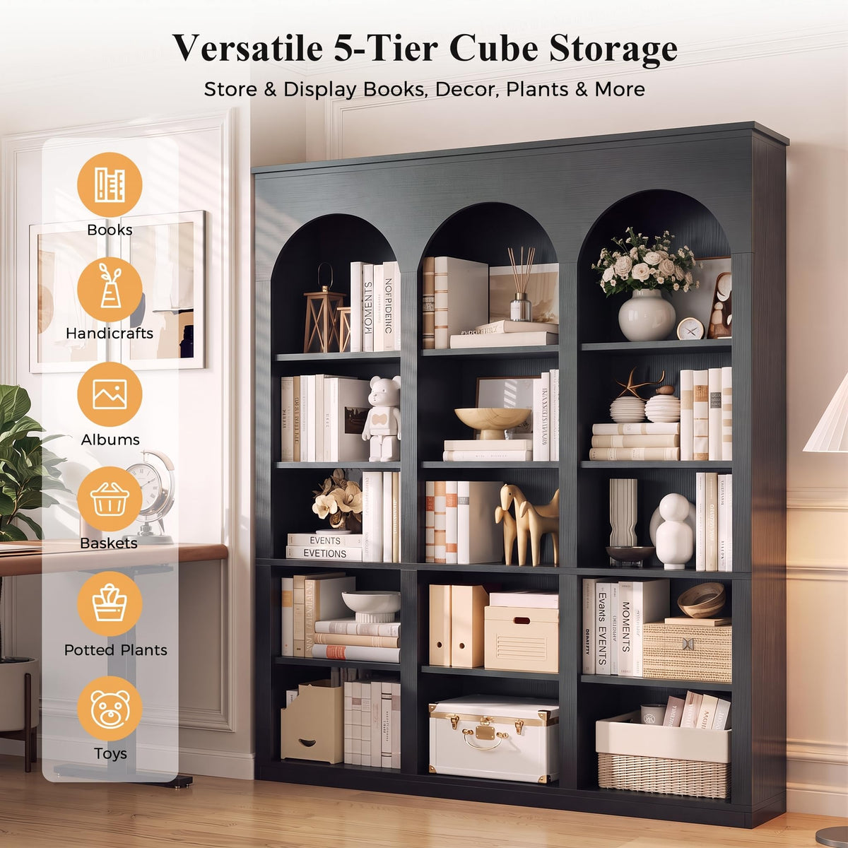 Triple Arched 5-Tier Bookcase