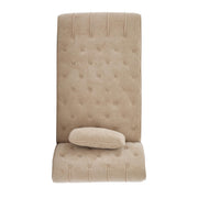 Christopher Knight Home Rafaela Velvet Upholstered Chaise Lounge Chair Indoor with Lumbar Pillow, Tufted Chaise Lounge Sofa with Scrolled Backrest, Wooden Living Room Lounge Chair, Camel