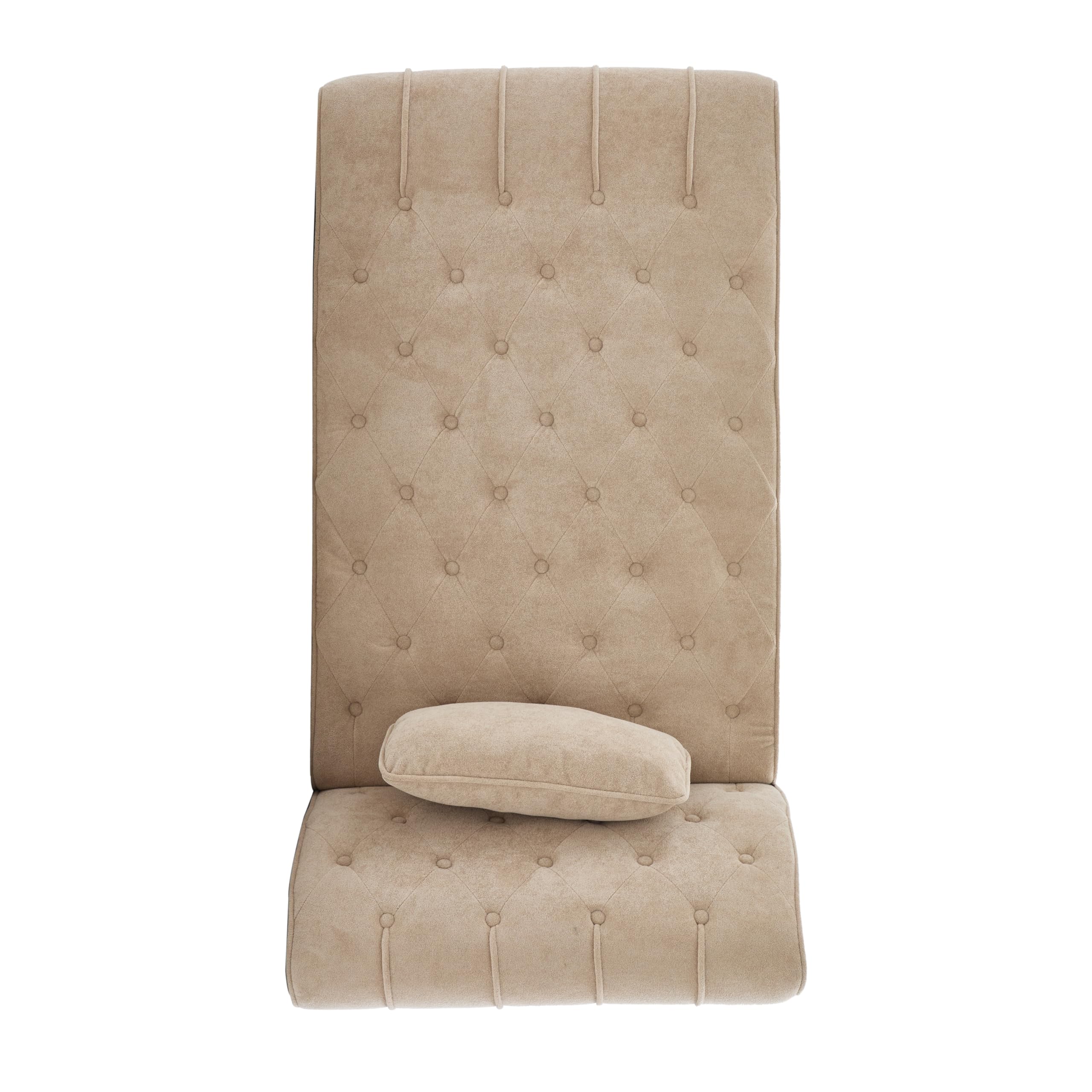 Christopher Knight Home Rafaela Velvet Upholstered Chaise Lounge Chair Indoor with Lumbar Pillow, Tufted Chaise Lounge Sofa with Scrolled Backrest, Wooden Living Room Lounge Chair, Camel