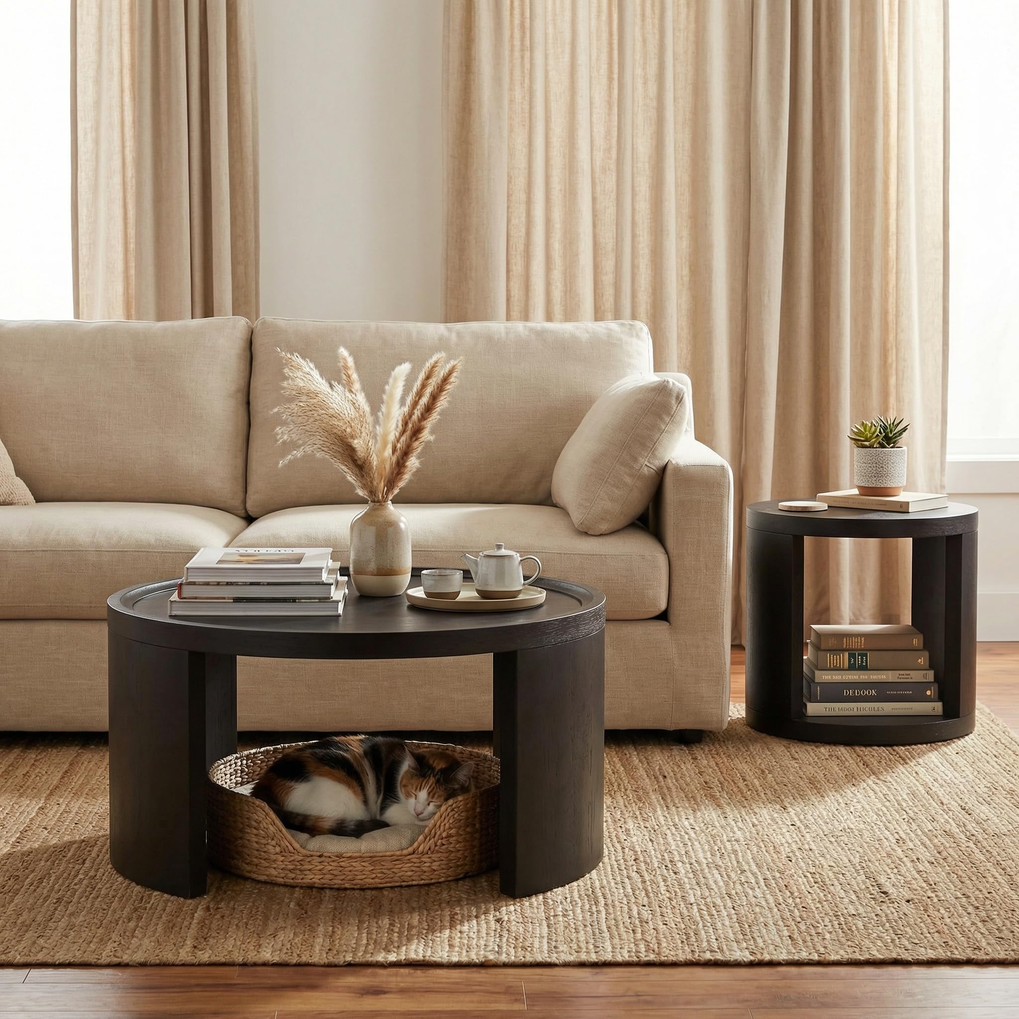 Round Nesting Coffee Table Set of 2