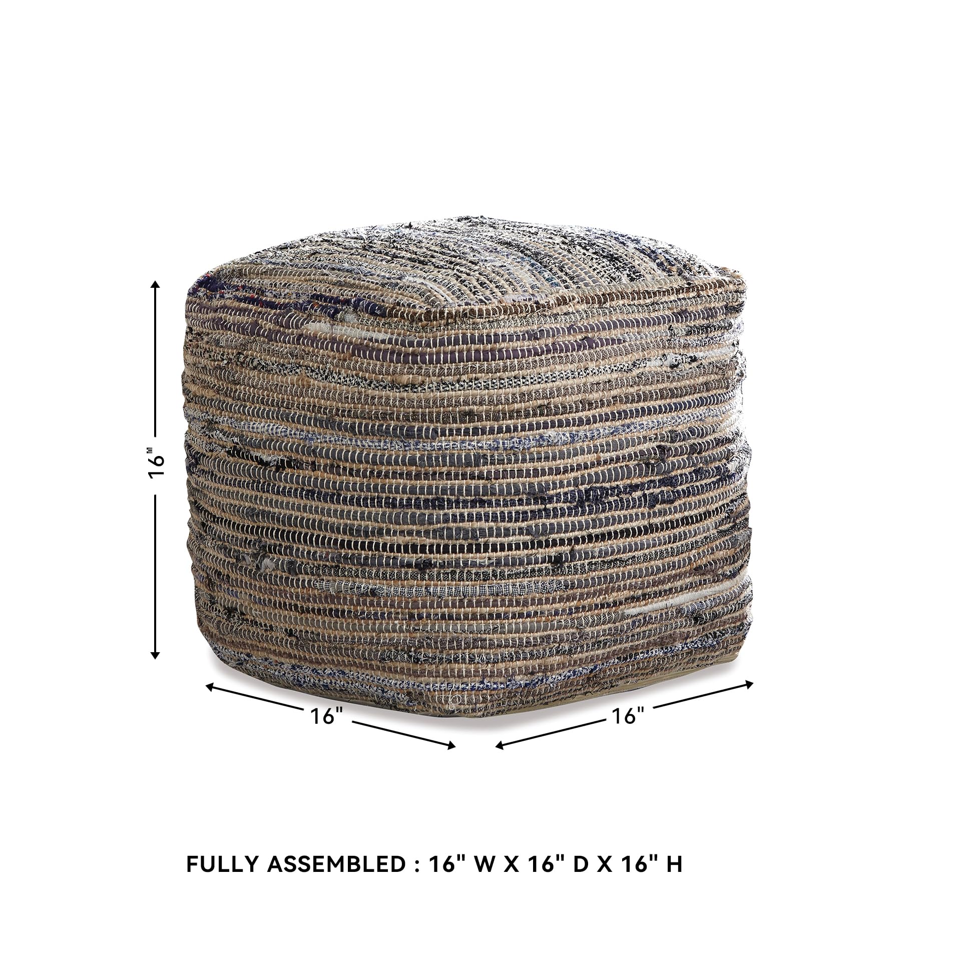 Signature Design by Ashley Absalom Hemp Pouf, 16 x 16 Inches, Multicolored