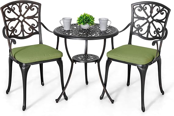 3-Piece Cast Aluminum Patio Bistro Set