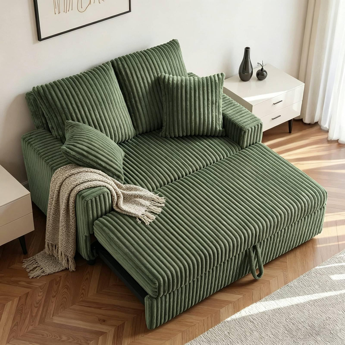 3-in-1 Corduroy Loveseat Sofa Bed