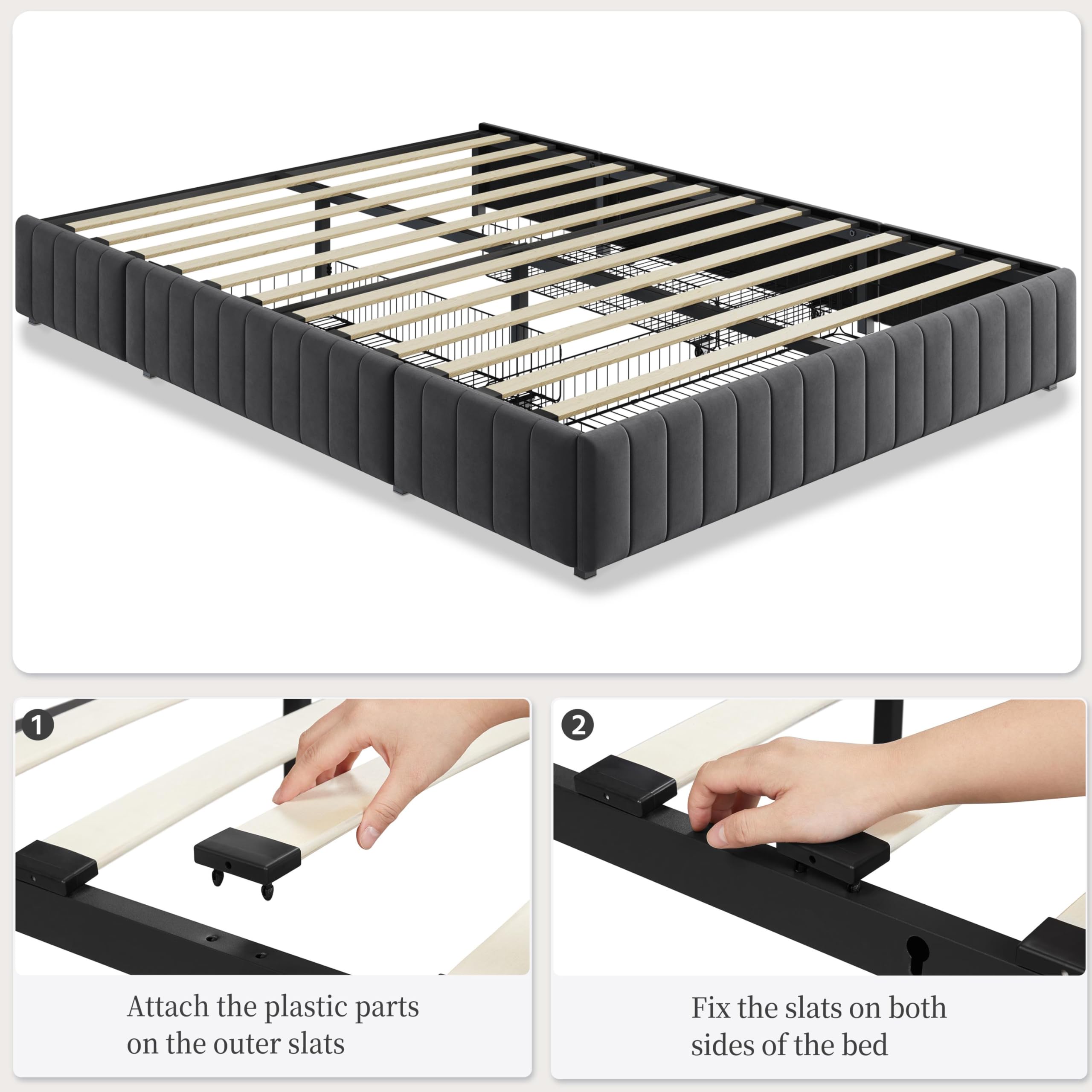Upholstered Platform Bed with Storage Drawers