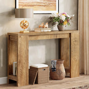 Tohomeor Entryway Console Table, Farmhouse Narrow Sofa Table Behind Couch, Wood Rectangular Accent Table for Living Room Hallway Entrance Foyer, Rustic Wood Grain